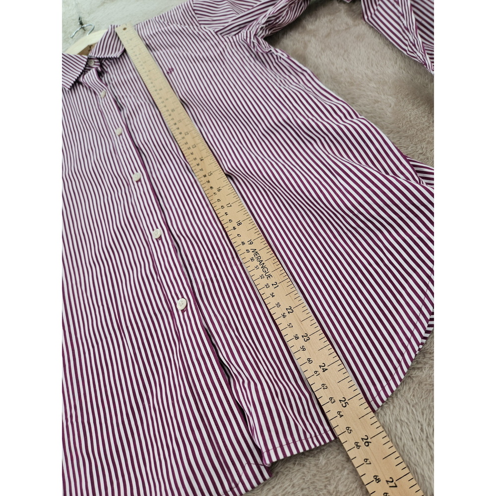 Lauren Ralph Lauren Striped Poplin Shirt 100% Cotton Vertical Stripes Logo - Picture 8 of 10